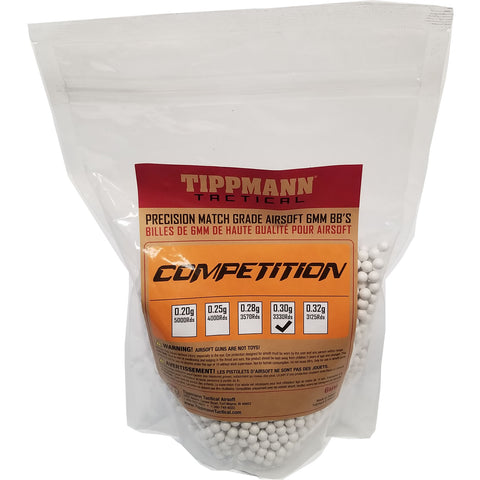 Tippmann Competition Precision Match Grade 6mm Airsoft BB's - White - .30g / 3330 BB's
