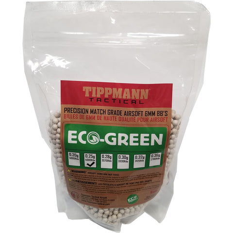 Tippmann ECO-Green Precision Match Grade 6mm Airsoft BB's - White - .25g / 4000 BB's