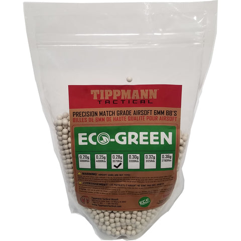 Tippmann ECO-Green Precision Match Grade 6mm Airsoft BB's - White - .28g / 3570 BB's