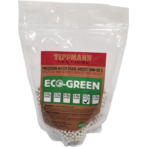 Tippmann ECO-Green Precision Match Grade 6mm Airsoft BB's - White - .32g / 3125 BB's