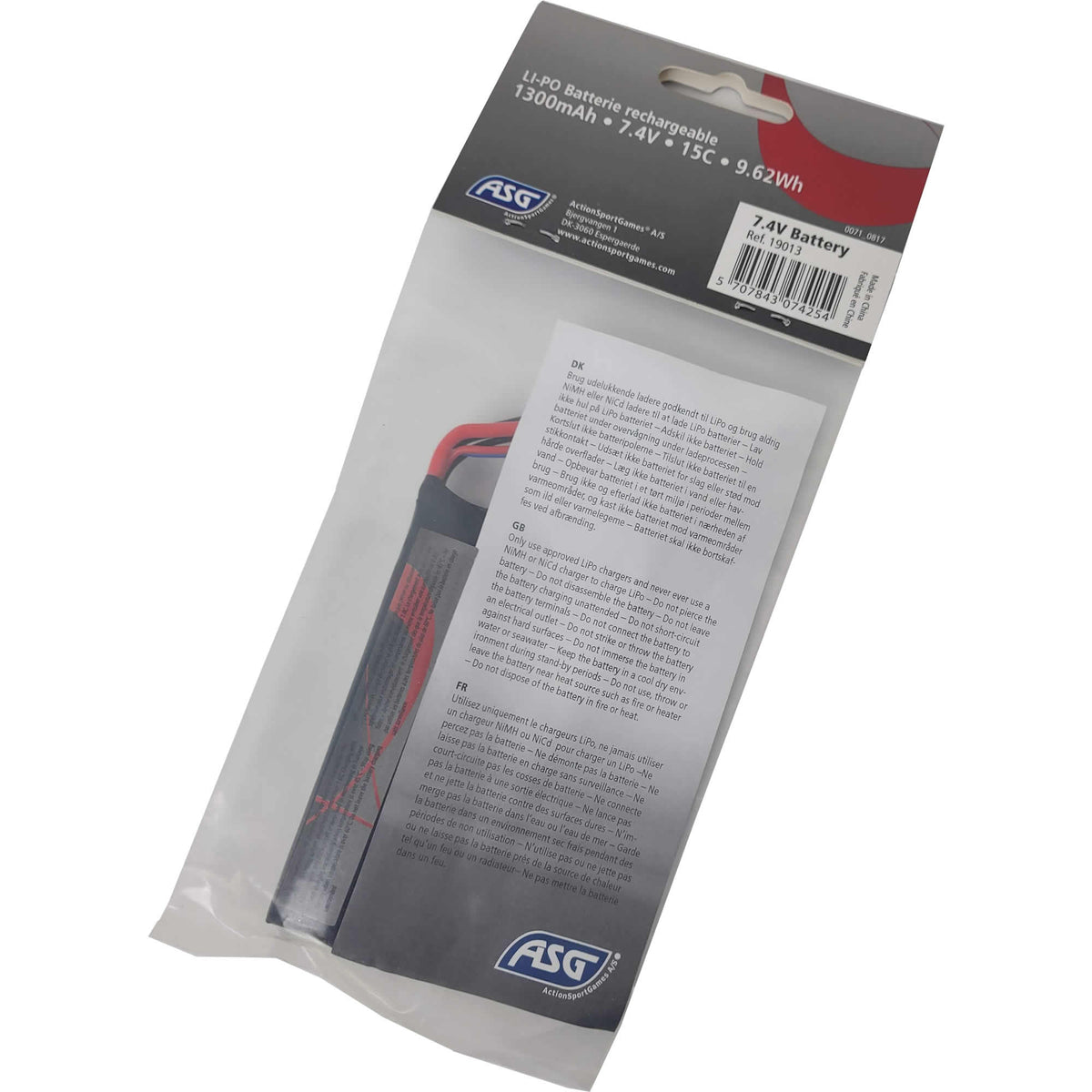 ASG Airsoft Stock Tube Battery LIPO 7.4V 1300mah 15C - Tamiya Plug ...