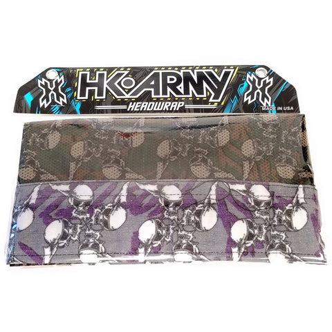 HK Army Hostilewear Headwrap Purple Skulls / Green Skull Mesh